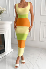 Backless Strap Tie-Dye Slim Sweater Dress