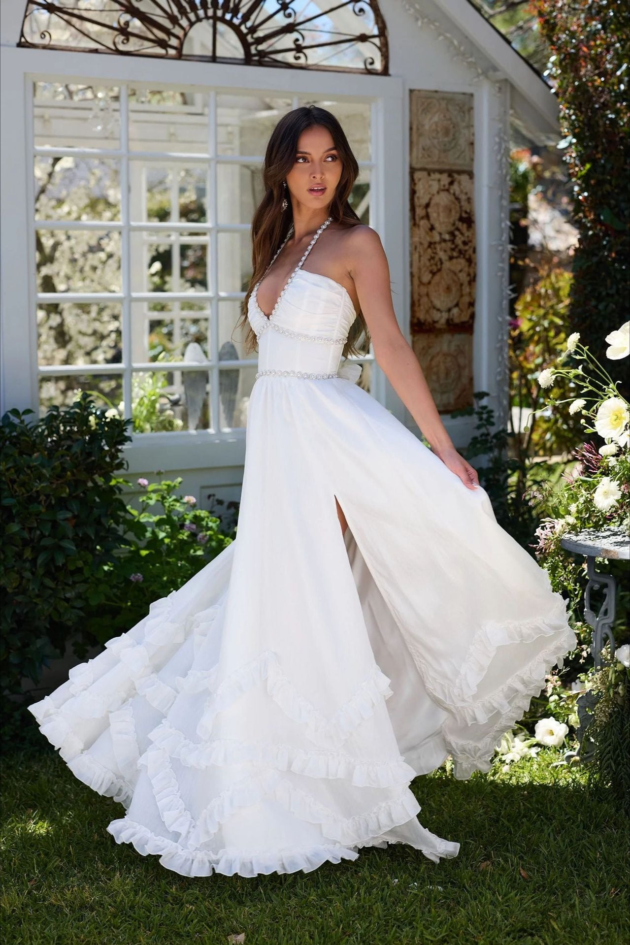 Elegant Floral Print Sleeveless Maxi Party Dress