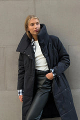 Long Stand Collar Relaxed Quilted Puffer Jacket