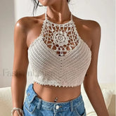 2024 Retro Tassel Spaghetti Strap Crop Top WHITE4 / One Size(40 65kg)