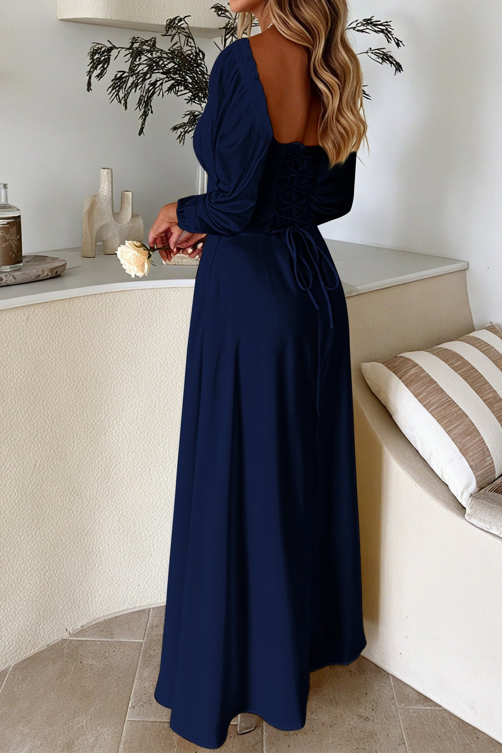Solid Long Sleeve Party Dress