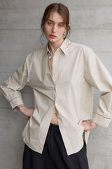 Long Sleeve Cotton Lapel Collar Blouse