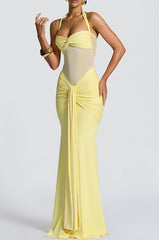 Mesh Panel Sash Maxi Dress