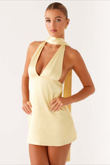 Deep V Backless Ribbon Cocktail Dress