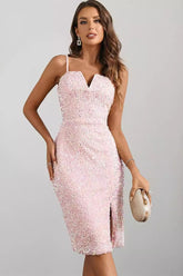 Sequin Spaghetti Strap Midi Dress