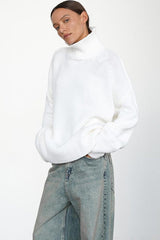 Solid Color Turtleneck Knit Sweater