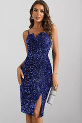 Sequin Spaghetti Strap Midi Dress