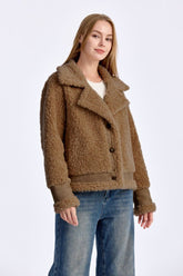 Shearling Lapel Collar Jacket S / Brown