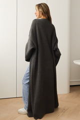 Draped Open Front Knit Overcoat