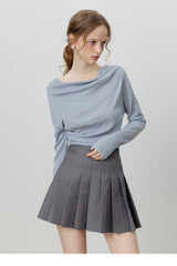 Elegant Slit Neck Tied Waist Knit Top