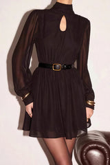 Backless Long Sleeve Mini Dress