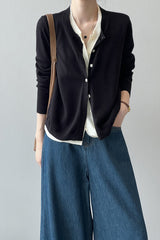 Color Block Layered Cardigan Black / One Size