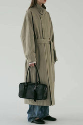 Oversized Stand Collar Long Casual Overcoat
