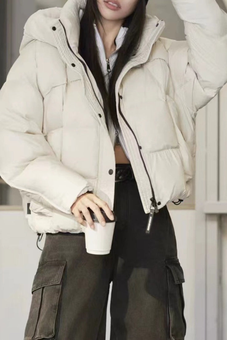 Cropped Hooded Insulated Puffer Jacket S / White