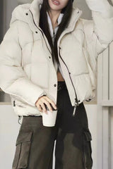 Cropped Hooded Insulated Puffer Jacket S / White