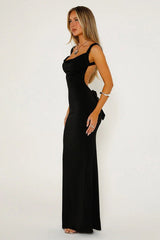 Bow Back Spaghetti Strap Formal Dress S / Black