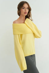 Solid Color Off Shoulder Knitted Sweater