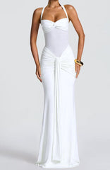 Mesh Panel Sash Maxi Dress