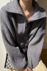 Slouchy High Neck Loose Solid Sweater