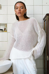 Sheer Mesh Lace Knit Sweater
