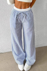 Stripe Plaid Pattern Knit Pants