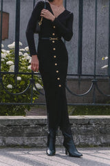 Long Sleeve Button Sweater Dress