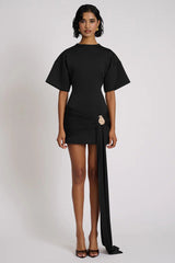 Ruched Tie Detail Bodycon Midi Dress