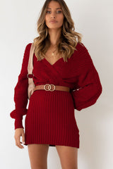 Cable Knit V Neck Bodycon Midi Dress