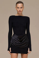 Solid Color Ruched Bodycon Dress