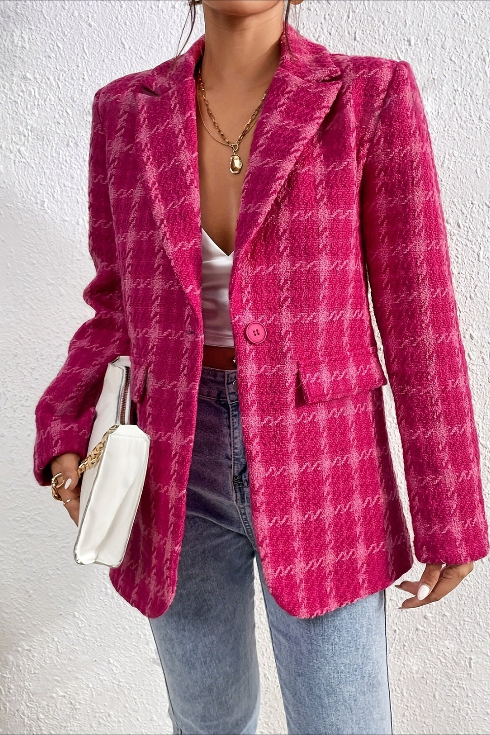 Red Plaid Elegant Blazer Coat coats