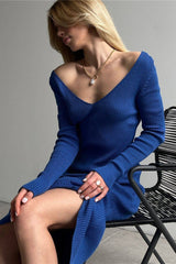 Long Sleeve Ribbed Sweater Dress