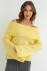 Solid Color Off Shoulder Knitted Sweater