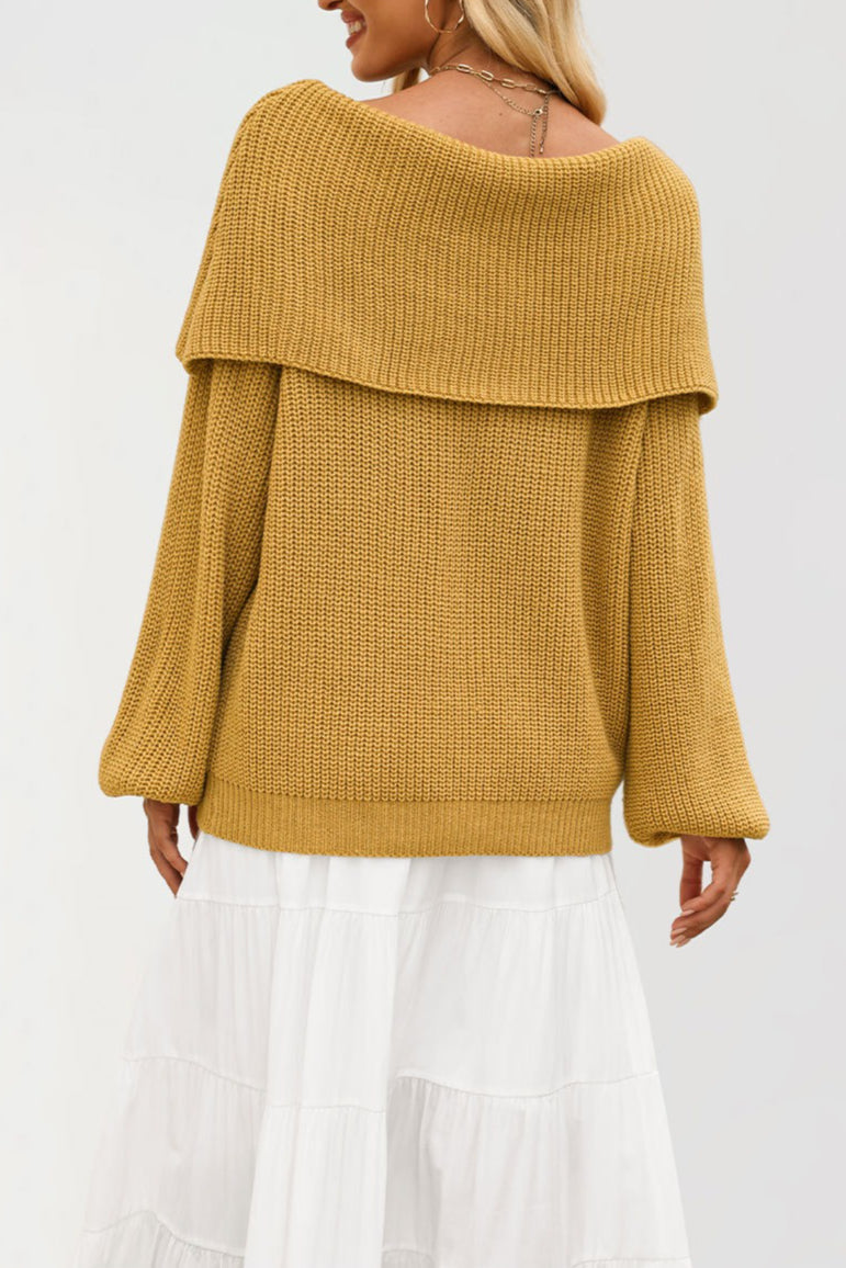 Off Shoulder Loose Knit Pullover Sweater