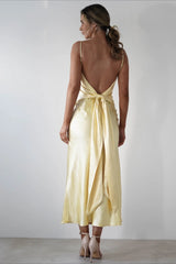 Satin Backless Tie Party Dress