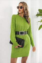 Loose Fit Cable Knit Sweater Dress