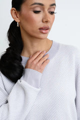 Relaxed Fit Herringbone Knit Sweater