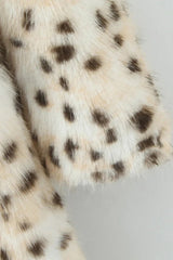 Leopard Print Faux Fur Notch Collar Overcoat