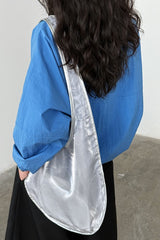 Lapel Collar Hem Drawstring Blouse