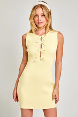 Sleeveless Bow Cutout Knit Sweater Dress