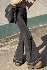 Slim Fit Elastic Bell Bottom Jeans