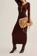 Elegant Ribbed Knit Bodycon Dress
