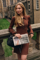 Contrast Ruffle Collar Sweater Dress