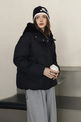 Faux Fur Panel Cropped Puffer Jacket M / Black