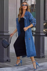 Denim Duster Buttoned Overcoat