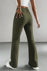 High Waist Ribbed Flared Knit Pants