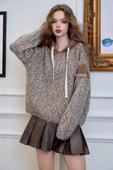 Color Block Hooded Relaxed Sweater