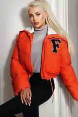 Polar Fleece Patchwork Faux Fur Collar Puffer Jacket