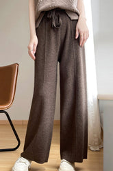 Wool Blend High Waist Knit Pants