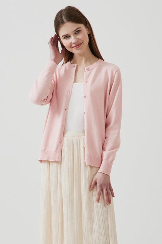 Cotton Round Neck Cardigan