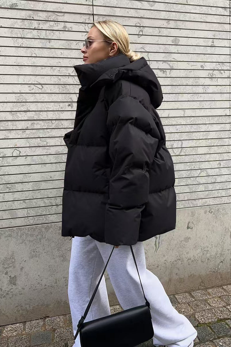 Heavy Duty Zipped Hooded Puffer Jacket